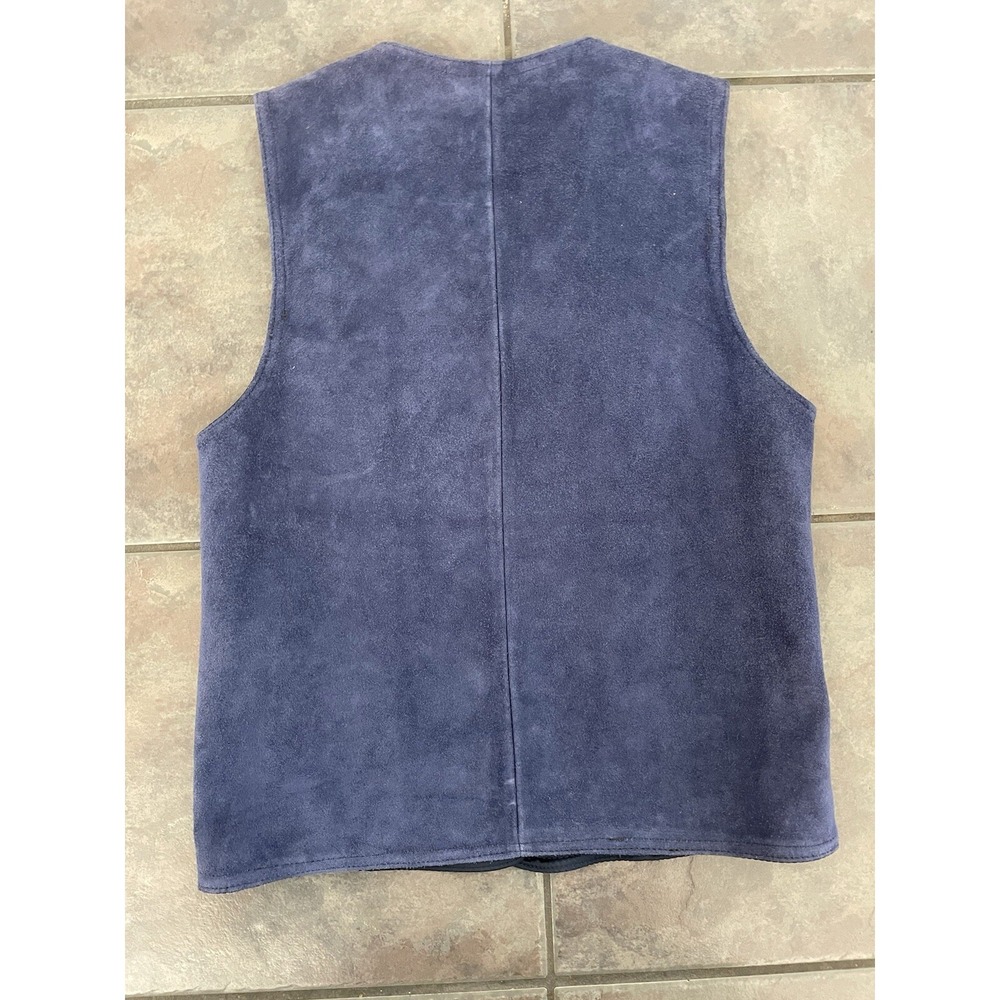 Vtg Blue Suede Women's Vest Size Medium Objectives Boho Retro Cottagecore - Picture 5 of 6